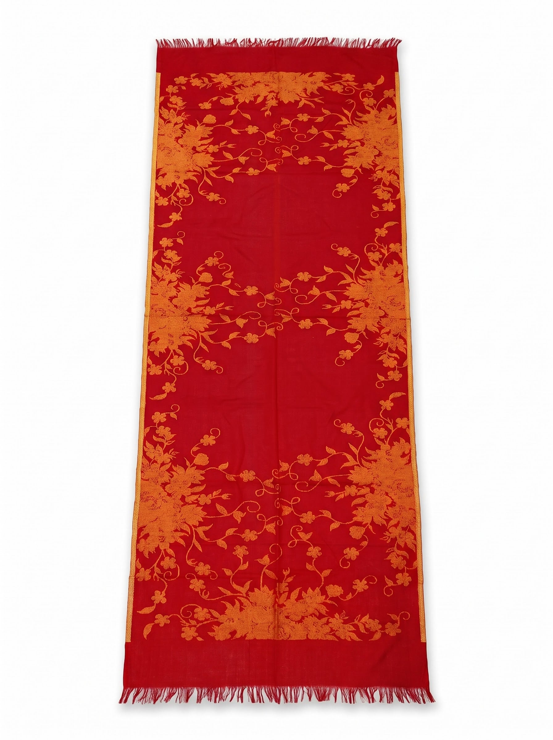Cotton Jacquard Stole - Red