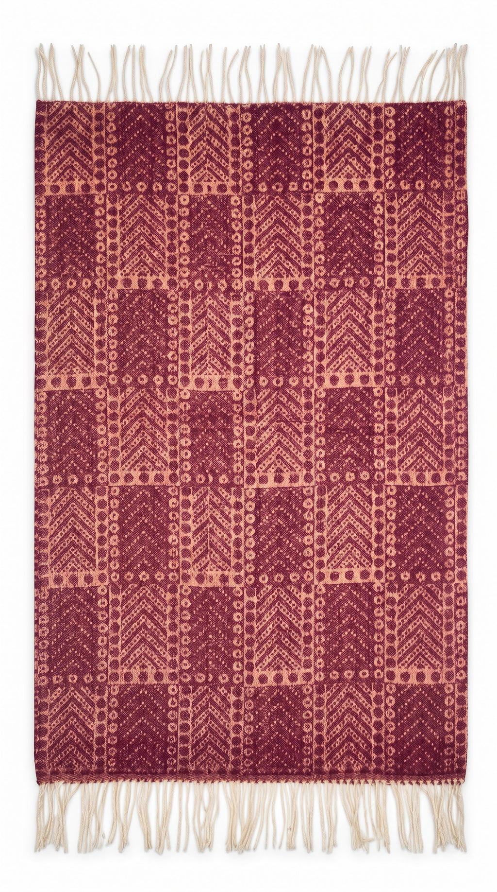 Geometric Tribal Block Polyester Stole with Tassels