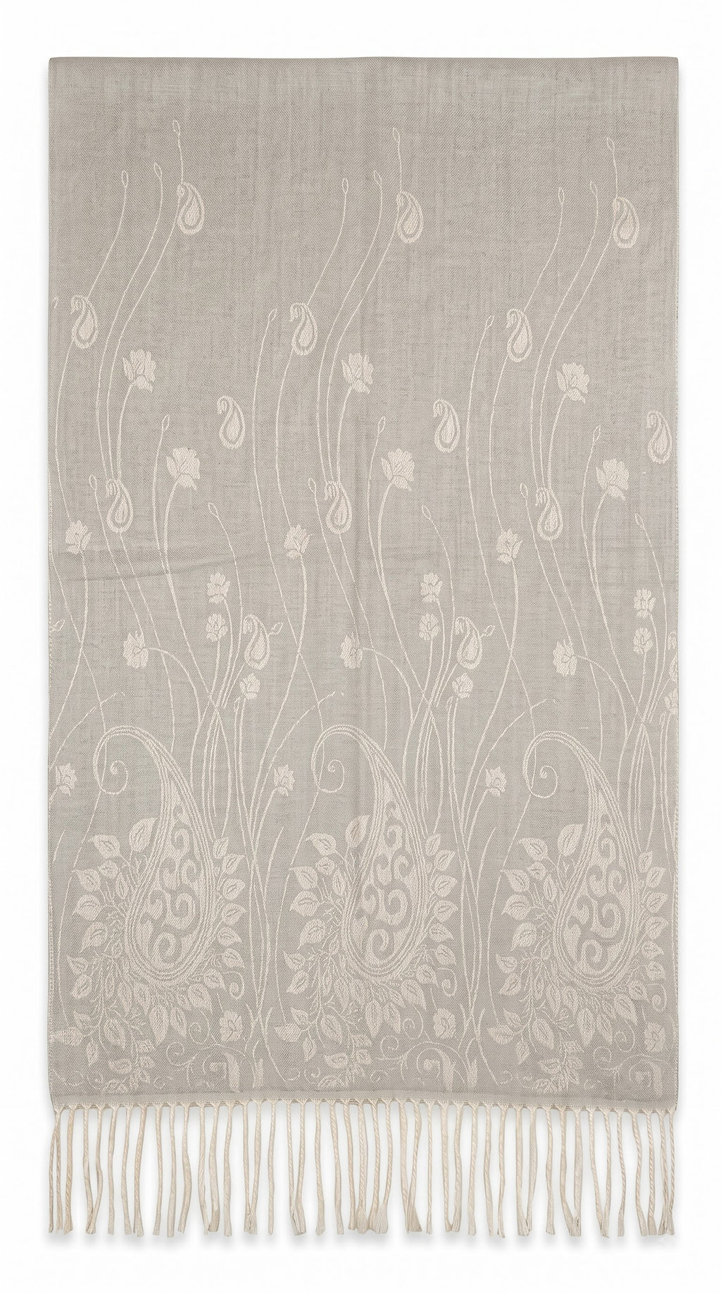 Floral Vine Paisley Woven Polyester Stole with Tassels