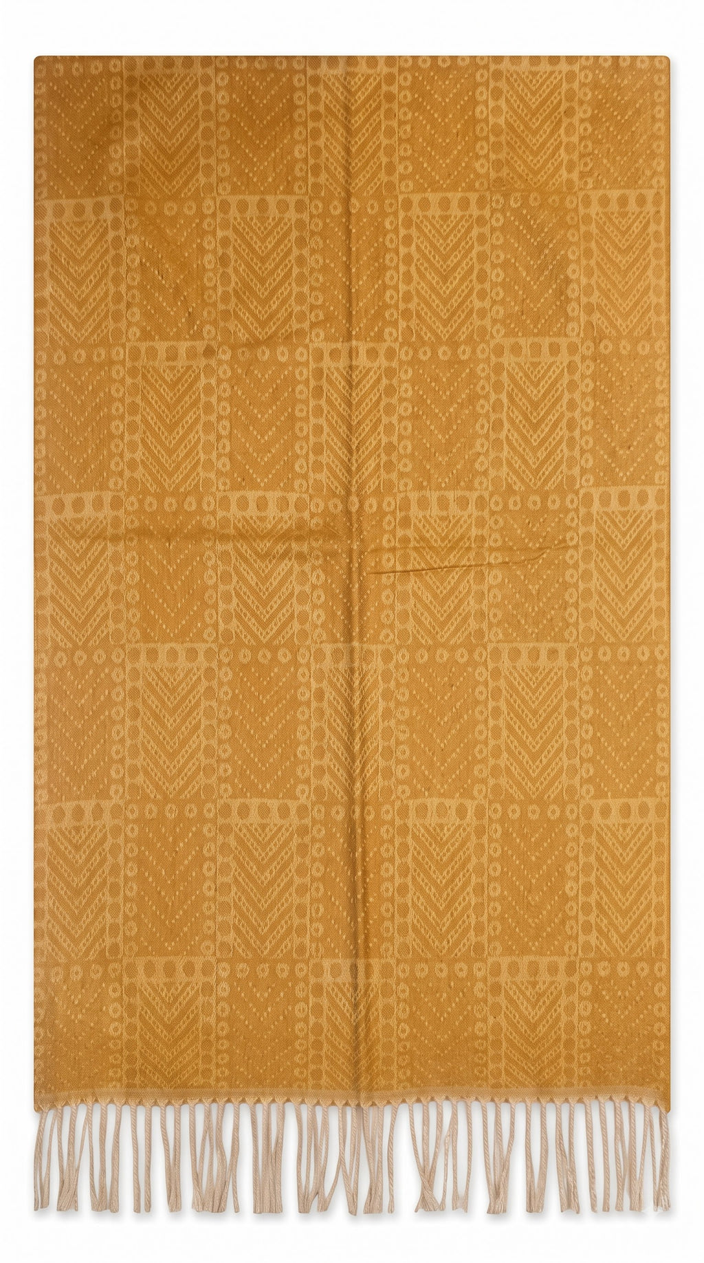 Geometric Tribal Block Polyester Stole with Tassels