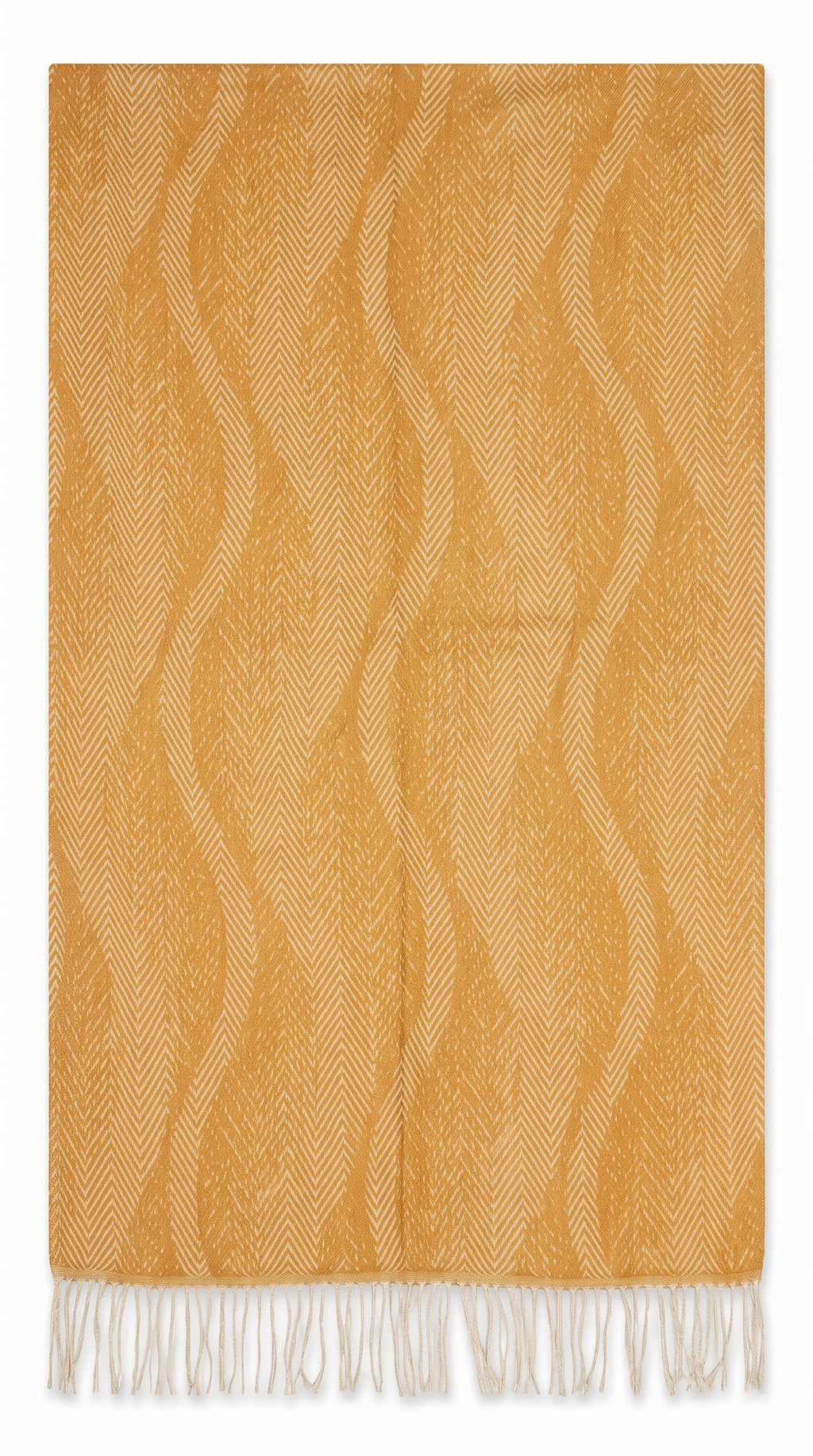 Wave Herringbone Textured Polyester Stole with Tassels