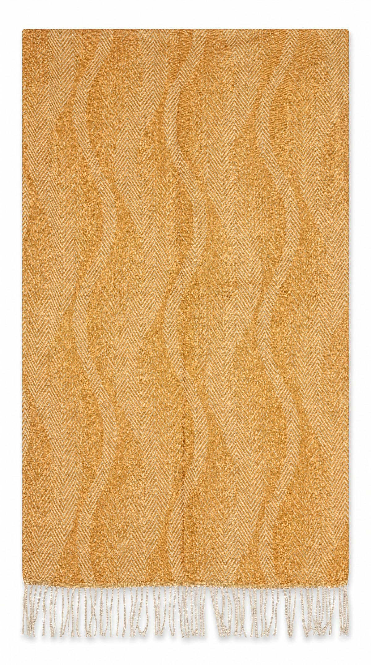Wave Herringbone Textured Polyester Stole with Tassels
