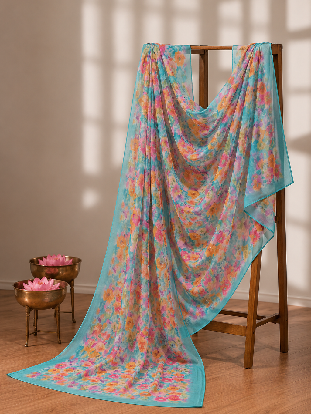 Karivani Luxury Floral Cotton Dupatta