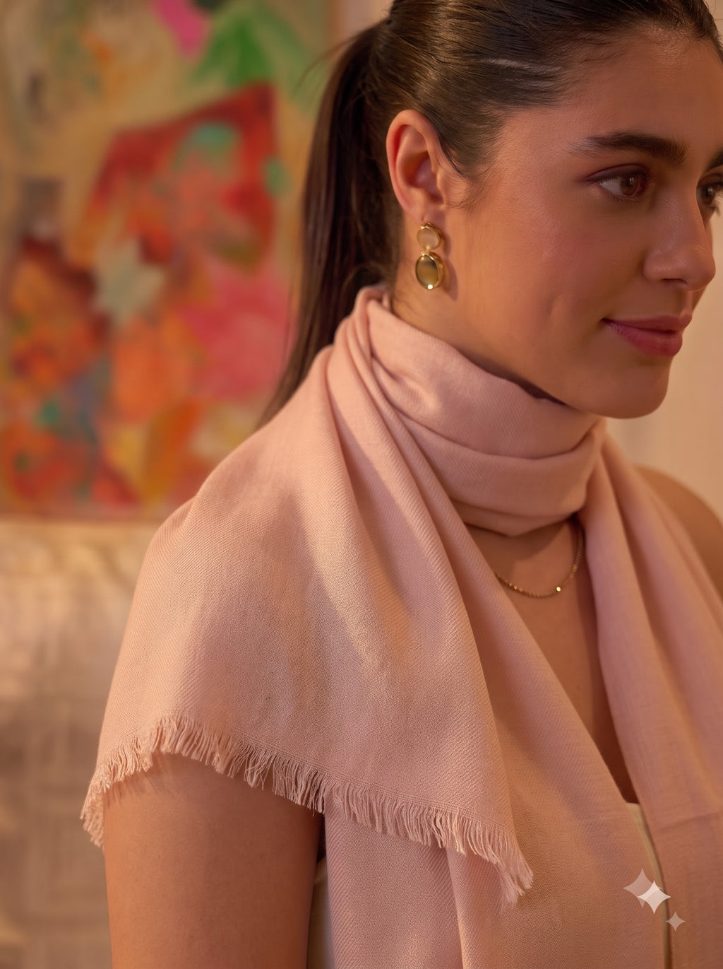 Peach Solid Cotton Stole