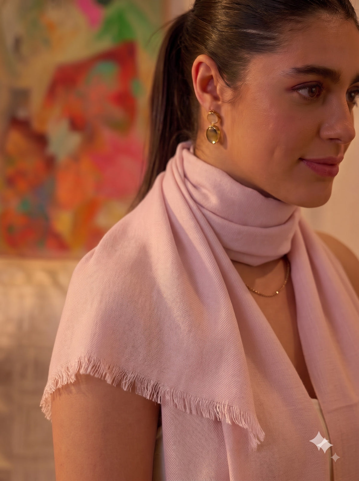 Baby Pink Solid Cotton Stole