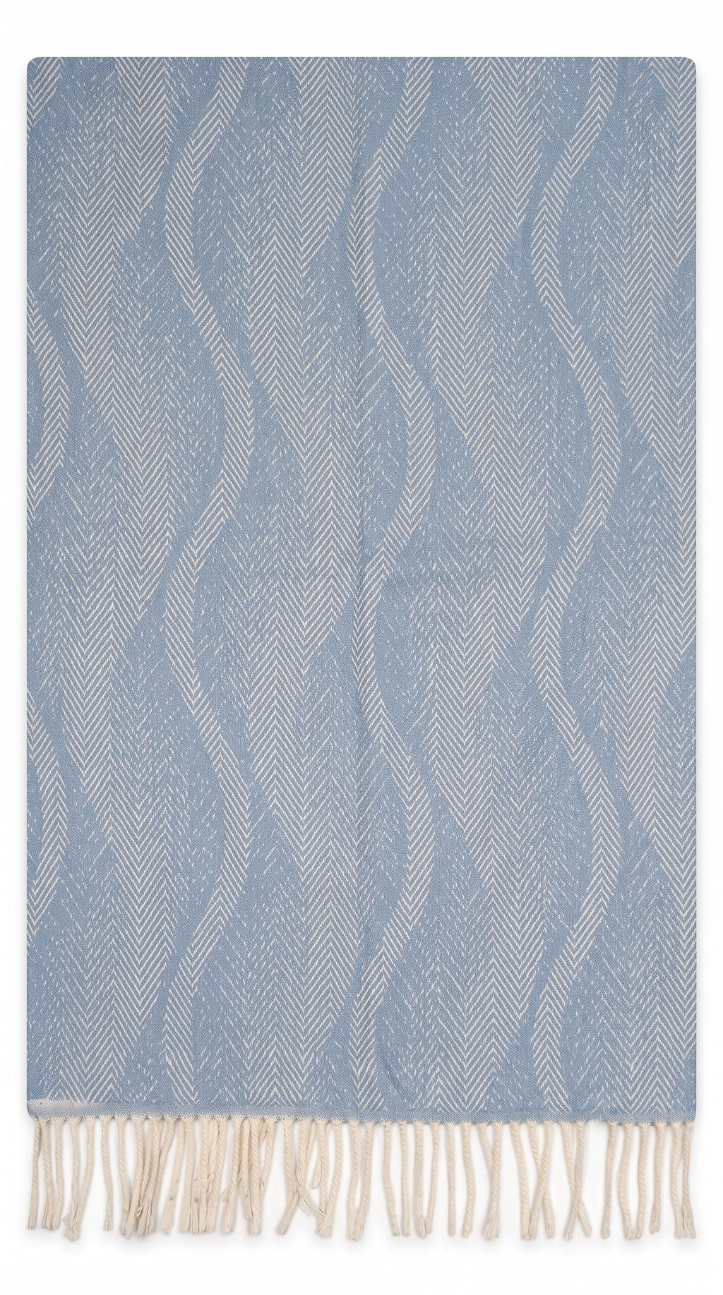 Wave Herringbone Textured Polyester Stole with Tassels