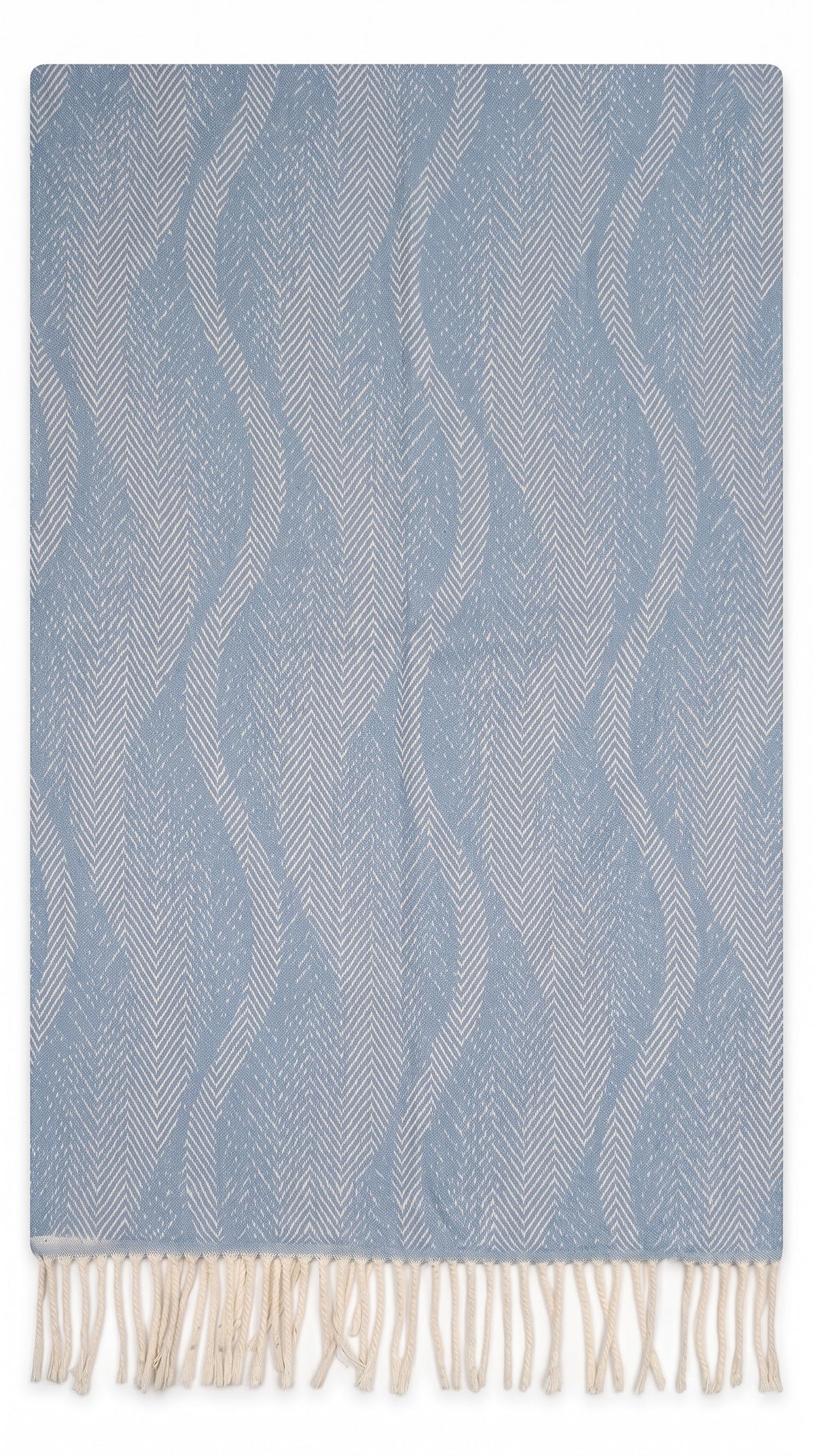 Wave Herringbone Textured Polyester Stole with Tassels