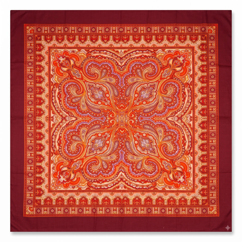 Boho Paisley Print Satin Square Scarf