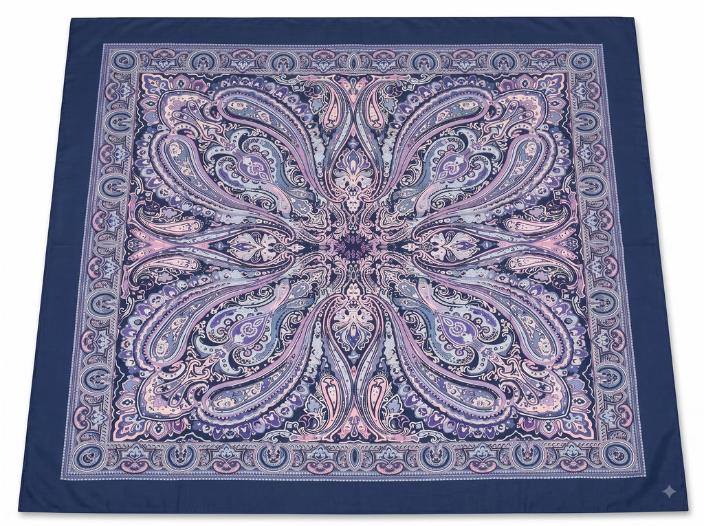 Boho Paisley Print Satin Square Scarf