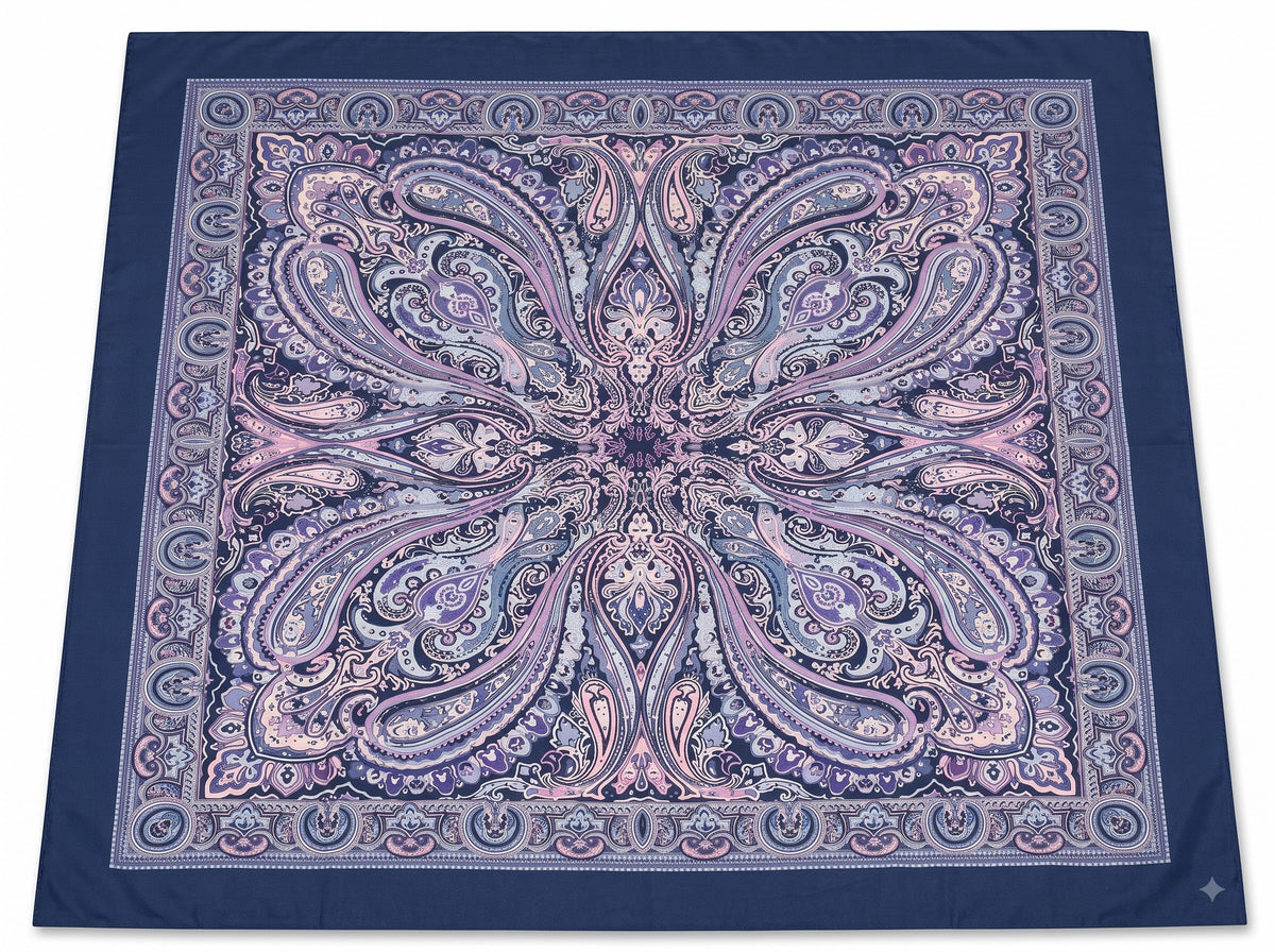Boho Paisley Print Satin Square Scarf