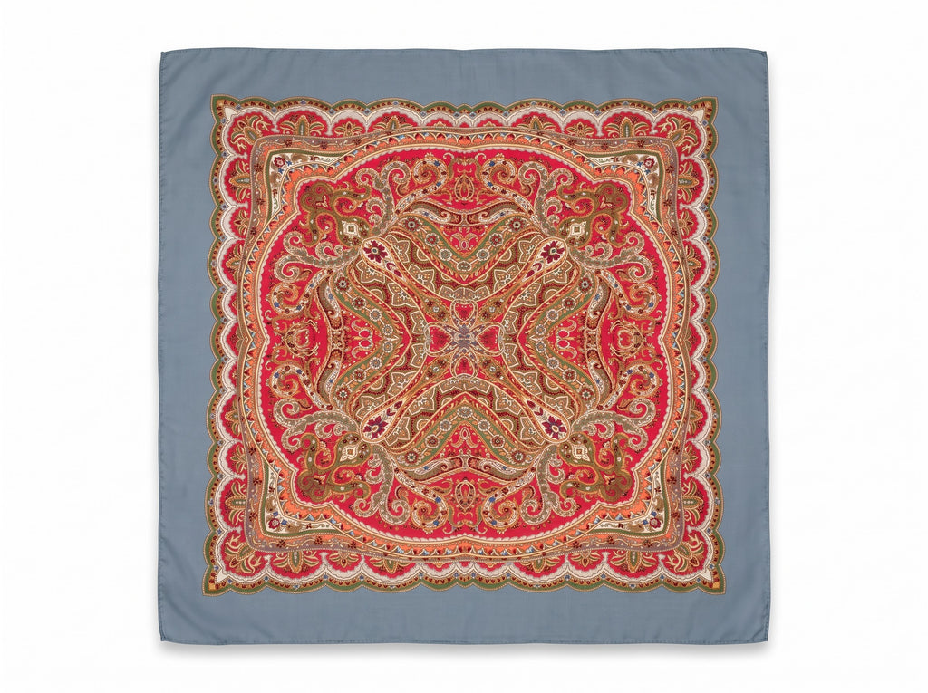 Boho Paisley Print Satin Square Scarf