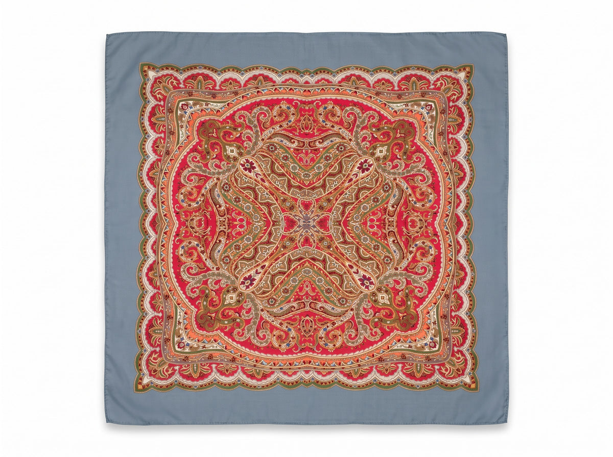 Boho Paisley Print Satin Square Scarf