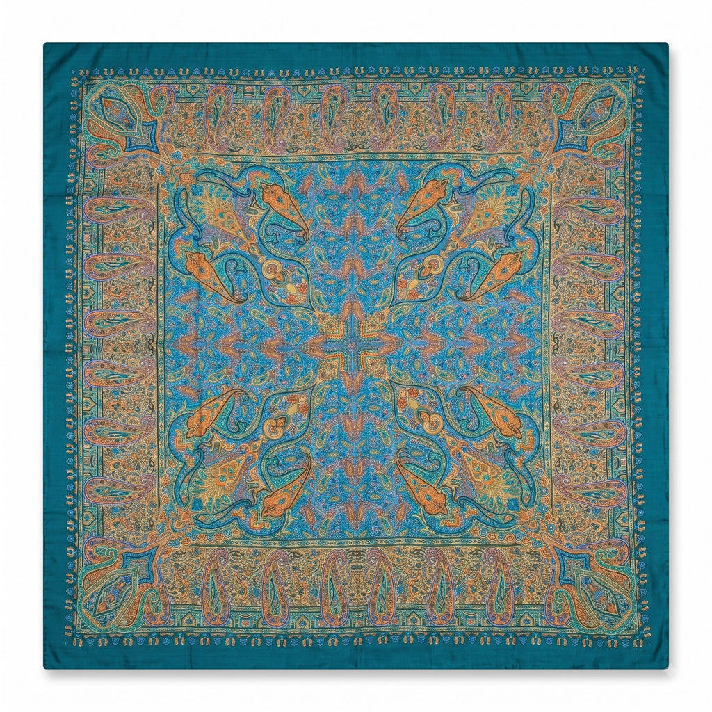 Silk Square Scarf: Vintage Paisley Print (100x100cm)