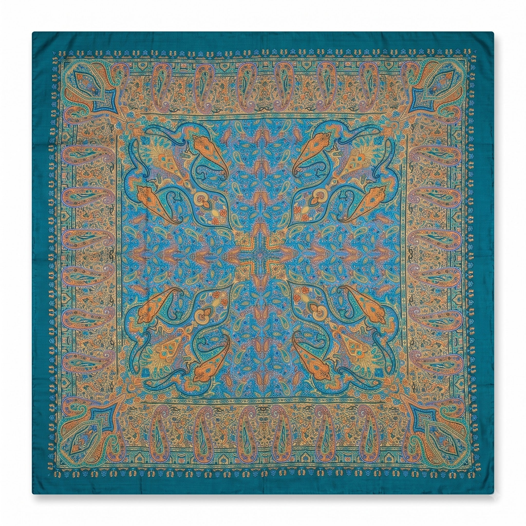 Silk Square Scarf: Vintage Paisley Print (100x100cm)