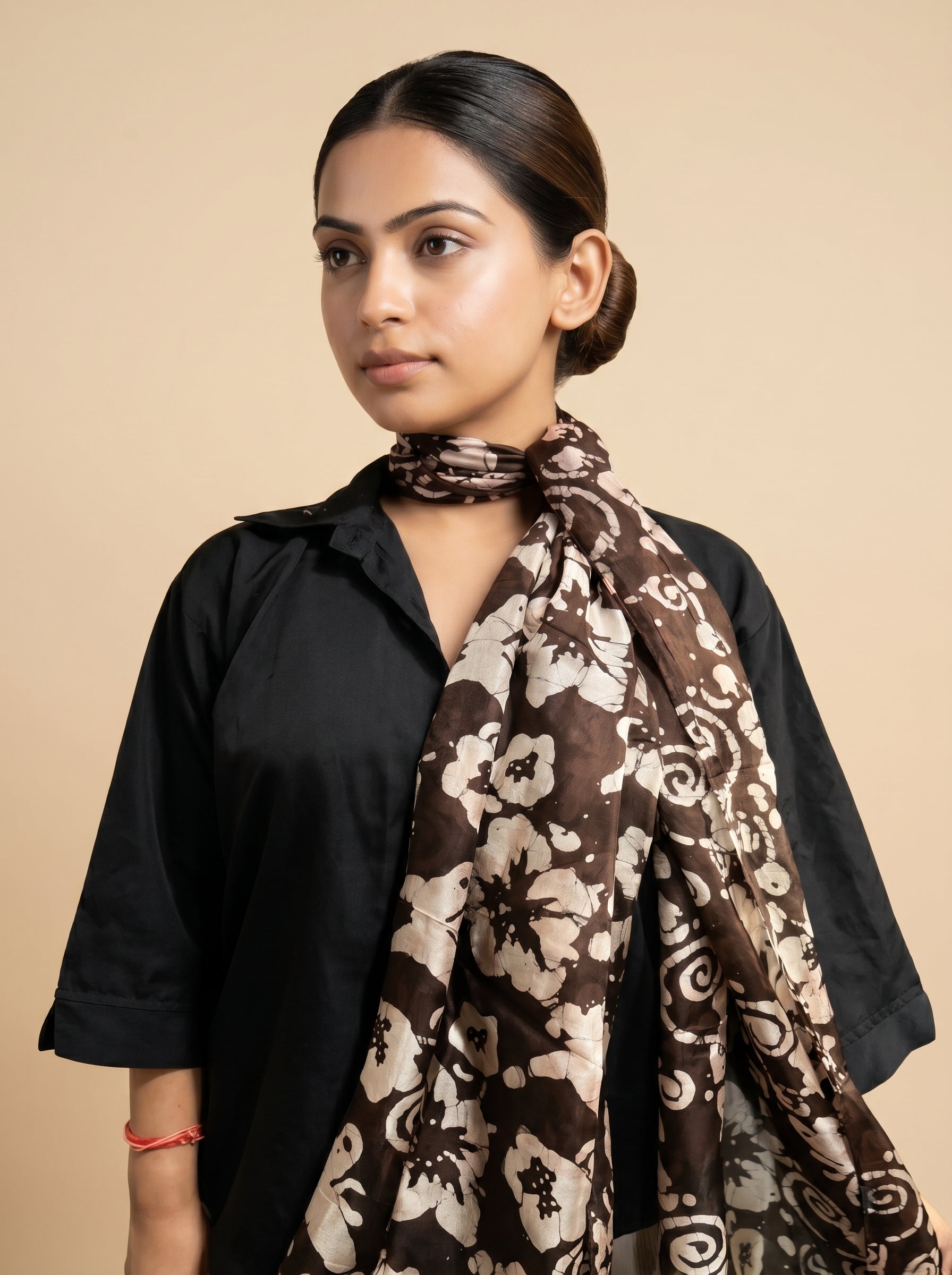 Hand-Dyed Batik Pure Silk Long Stole | 50x180 cm