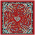 Vintage Paisley Motif Pure Silk Square Scarf | 100x100 cm
