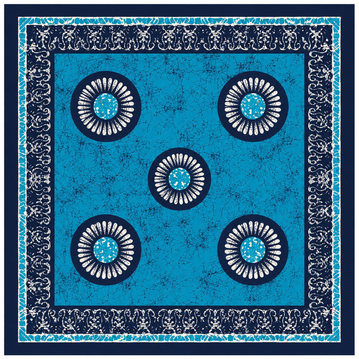 Hand-Dyed Batik Pure Silk Square scarf | 100x100 cm