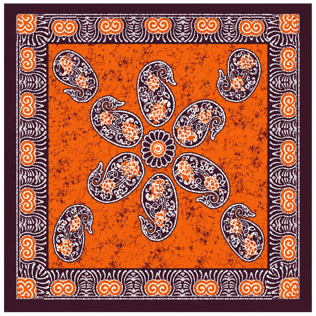 Hand-Dyed Batik Pure Silk Square scarf | 100x100 cm