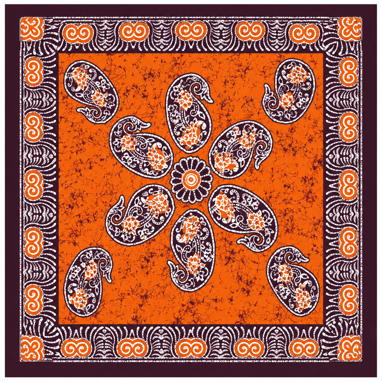 Hand-Dyed Batik Pure Silk Square scarf | 100x100 cm