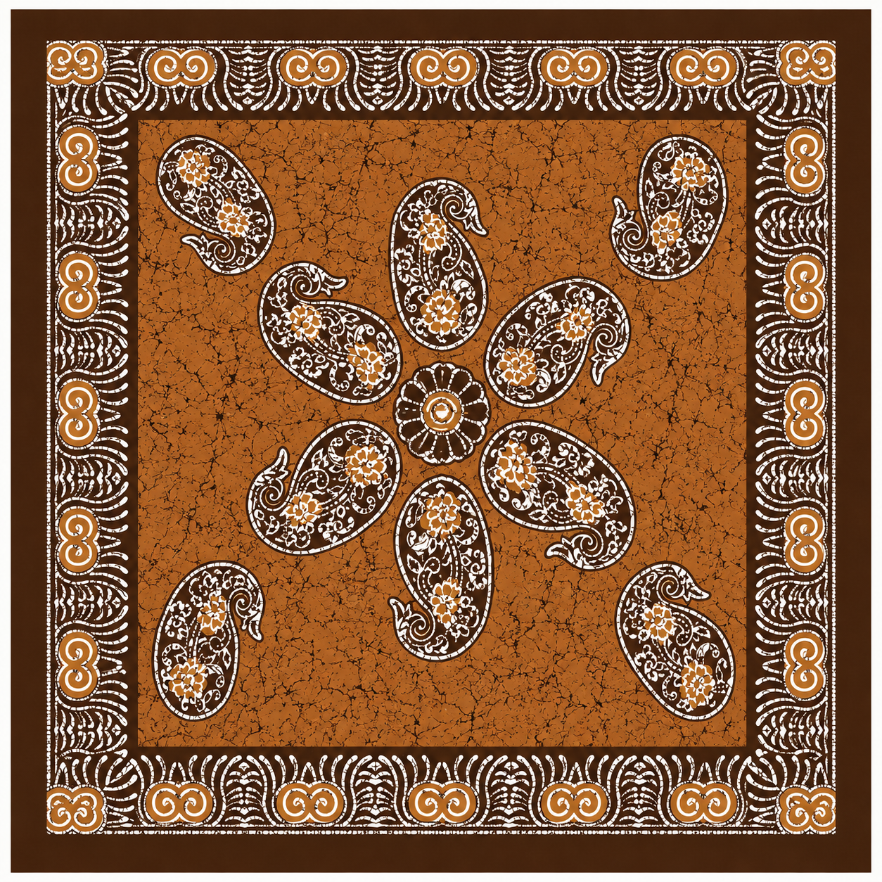 Hand-Dyed Batik Pure Silk Square scarf | 100x100 cm