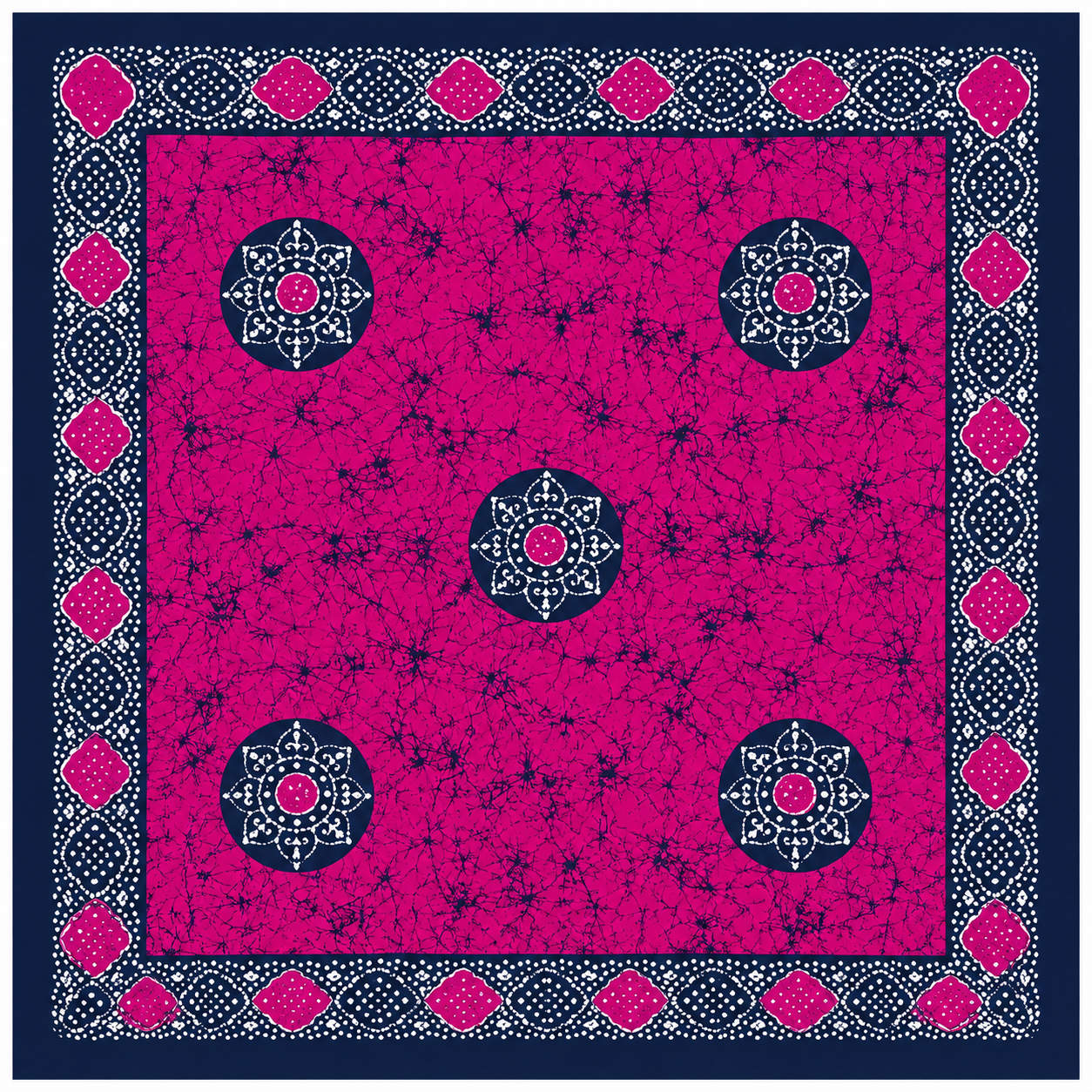 Hand-Dyed Batik Pure Silk Square scarf | 100x100 cm