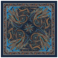 Vintage Paisley Motif Pure Silk Square Scarf | 100x100 cm