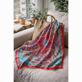 Vintage Paisley Motif Pure Silk Square Scarf | 100x100 cm