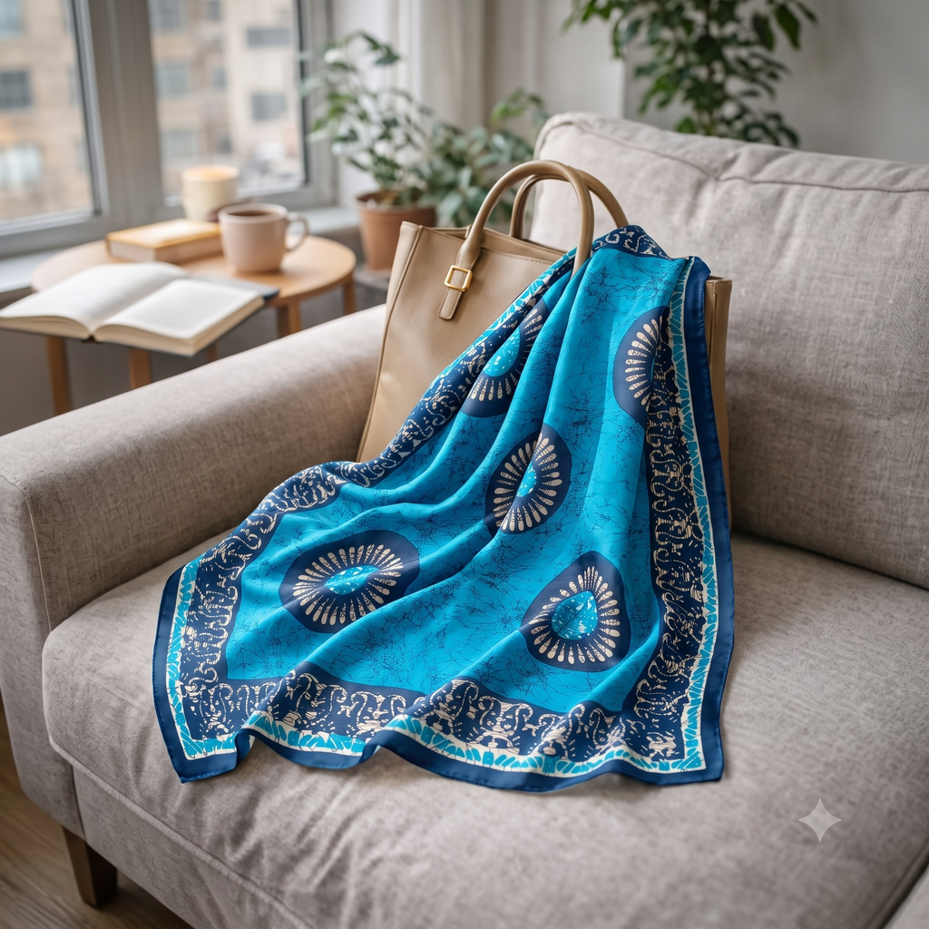 Hand-Dyed Batik Pure Silk Square scarf | 100x100 cm