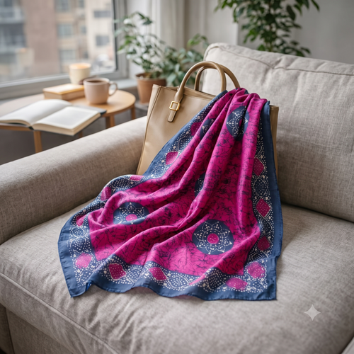 Batik Print Pure Silk Square scarf | 100x100 cm