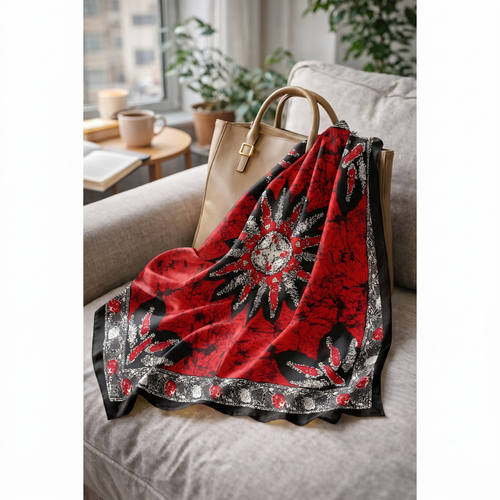 Batik Print Pure Silk Square scarf | 100x100 cm