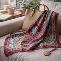 Vintage Paisley Motif Pure Silk Square Scarf | 100x100 cm
