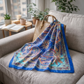 Vintage Paisley Motif Pure Silk Square Scarf | 100x100 cm