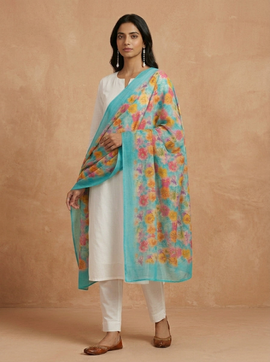 Karivani Luxury Floral Cotton Dupatta