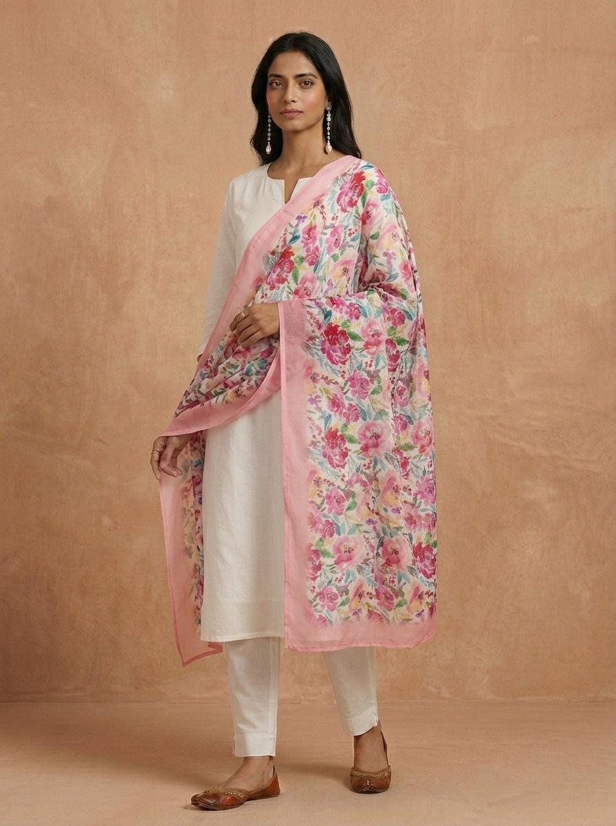 Karivani Luxury Floral Cotton Dupatta
