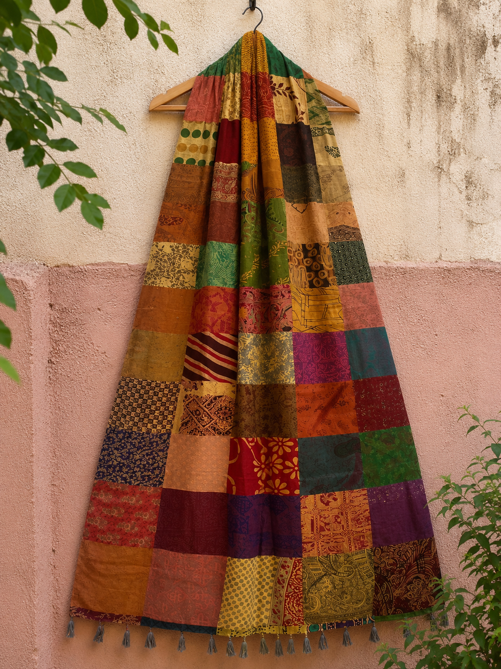 Silk Patchwork Dupatta | 85 x 240 cm