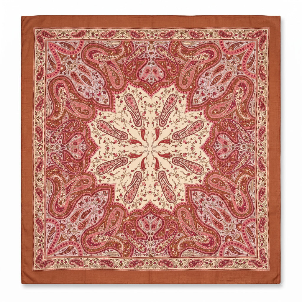 Silk Square Scarf: Vintage Paisley Print (100x100cm)