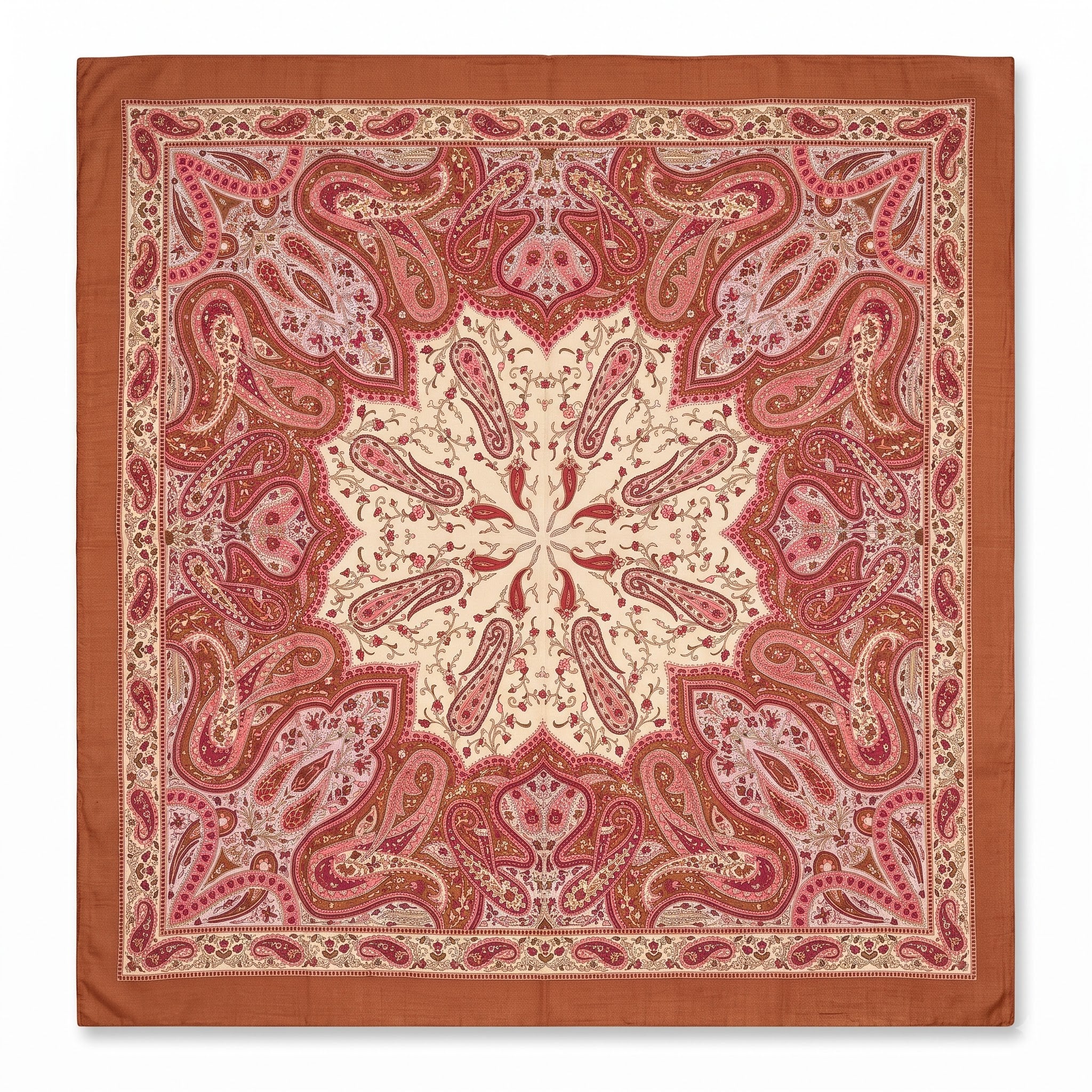 Silk Square Scarf: Vintage Paisley Print (100x100cm)