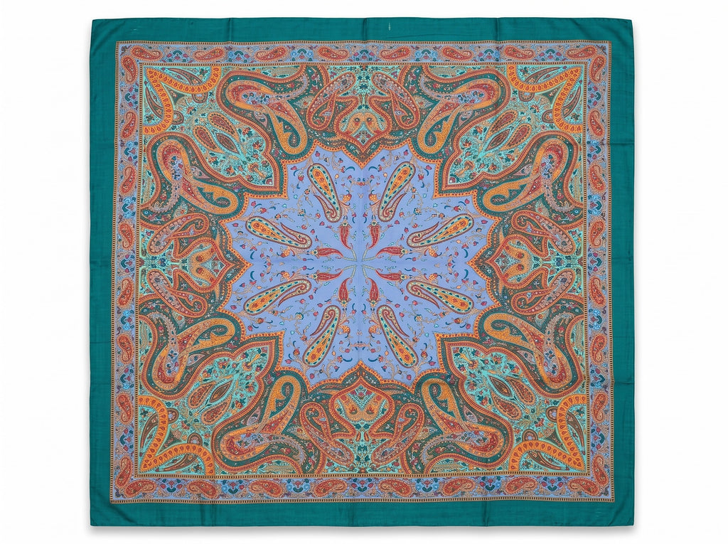 Silk Square Scarf: Vintage Paisley Print (100x100cm)