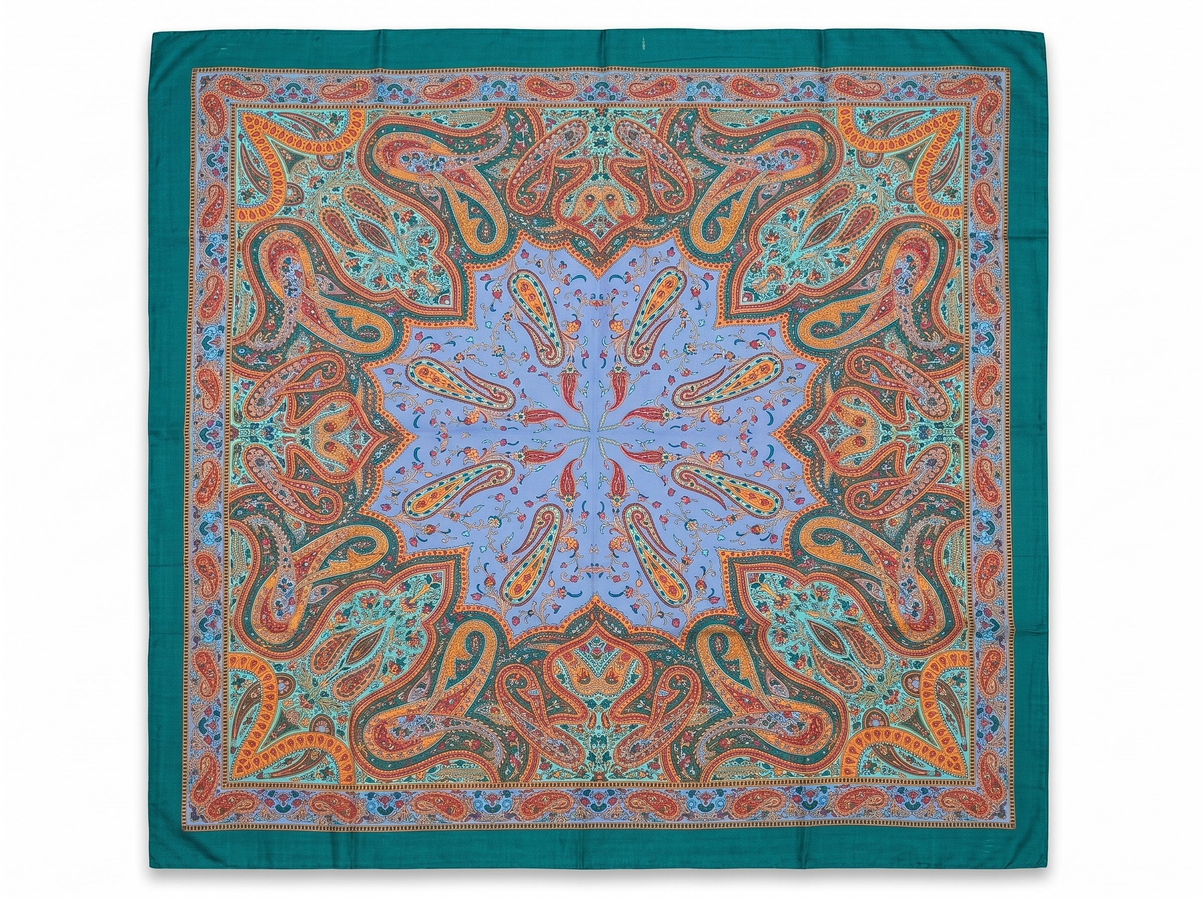 Silk Square Scarf: Vintage Paisley Print (100x100cm)