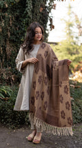 Floral Patchwork Polyester Stole with Tassels