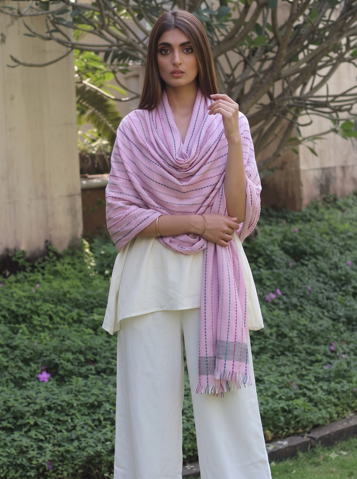 Viscose multi colour stripe dobby stole
