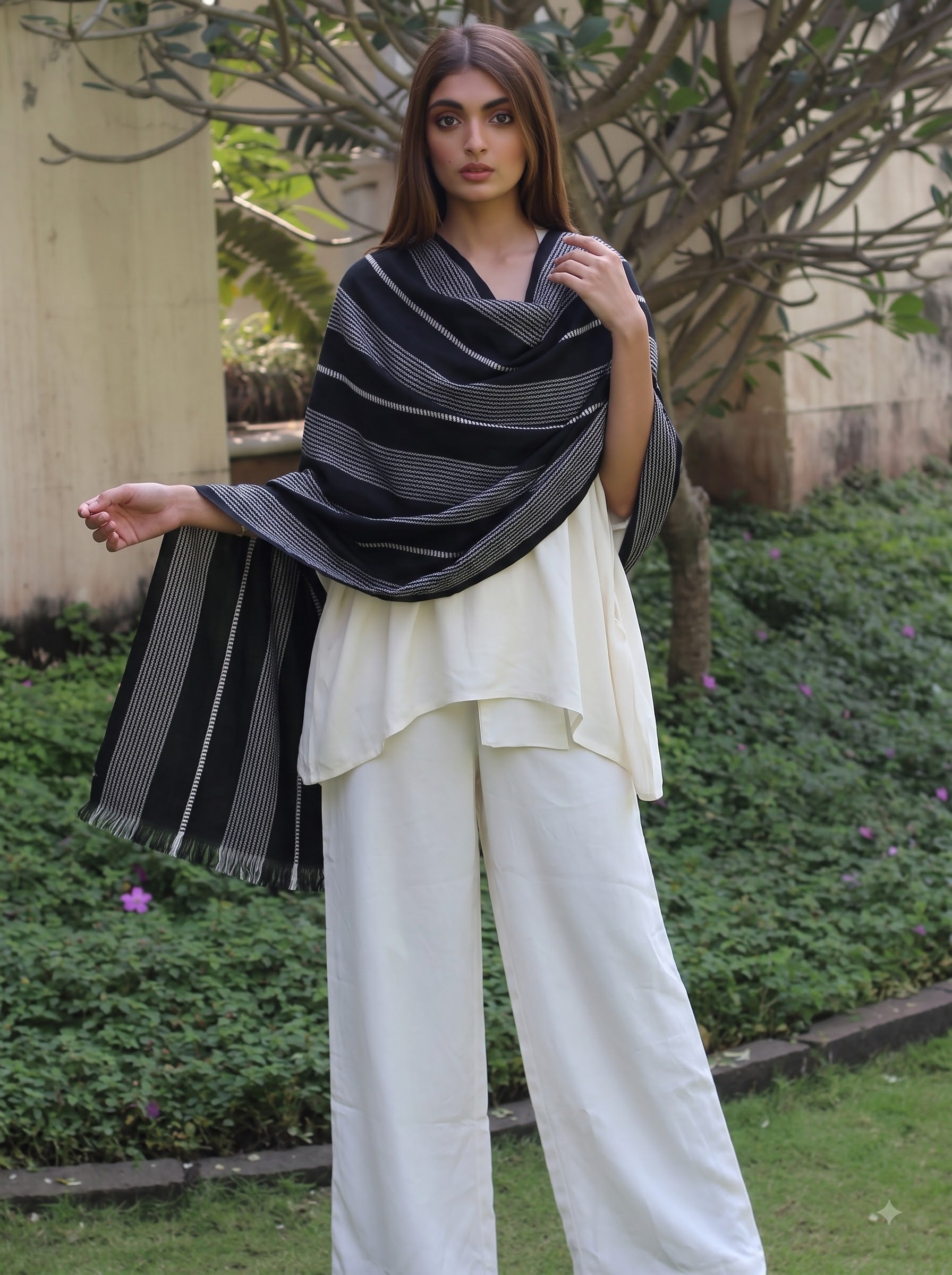 Viscose dobby stripe stole