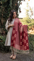 Floral Patchwork Polyester Stole with Tassels