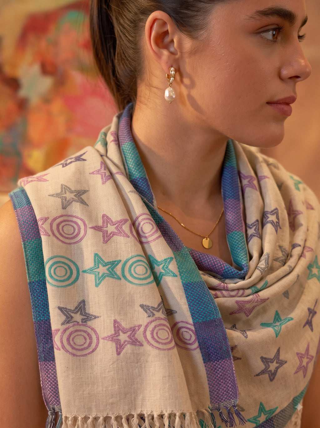 Melange Jacquard Viscose Stole