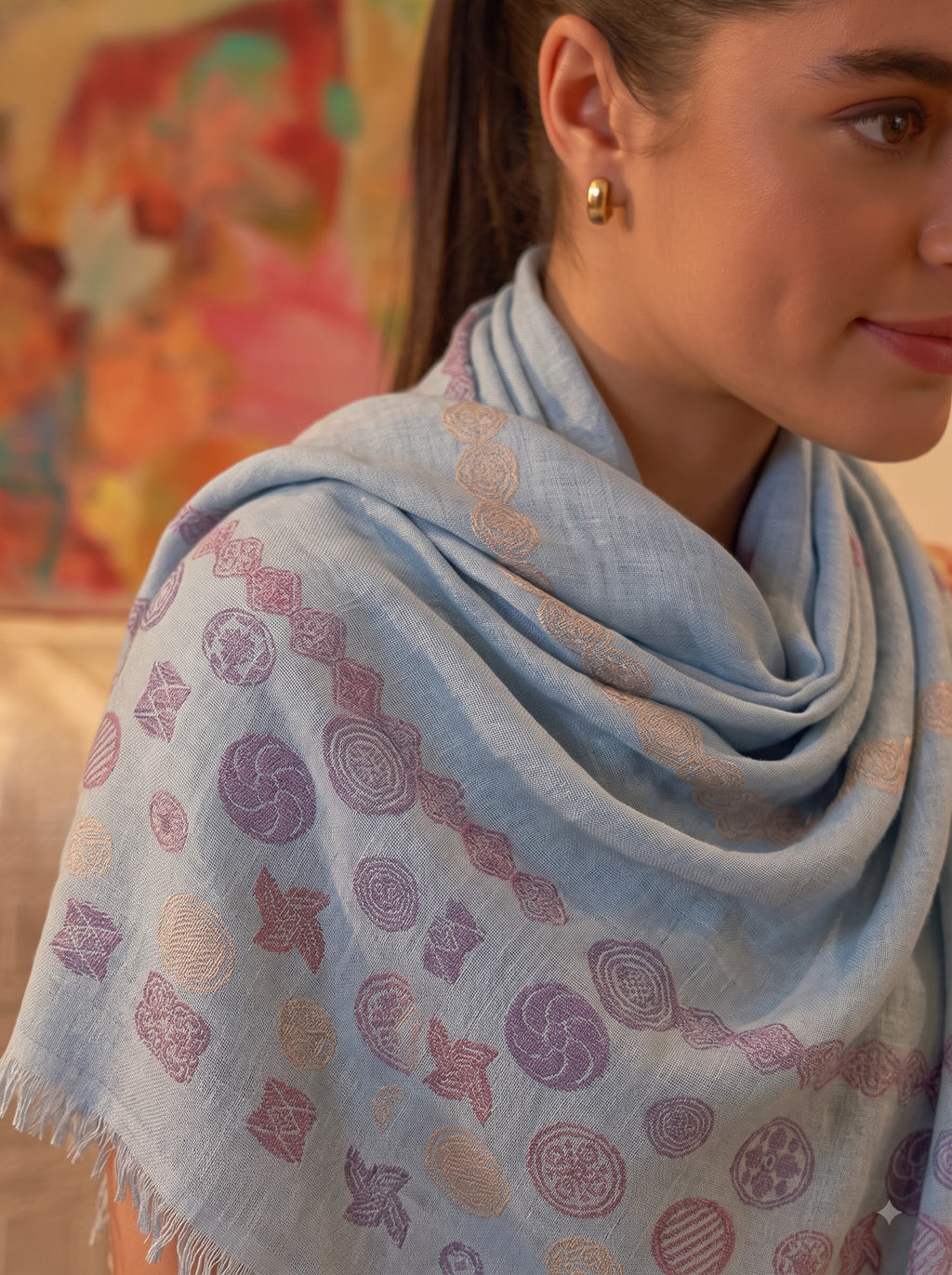 Melange Jacquard Viscose Stole
