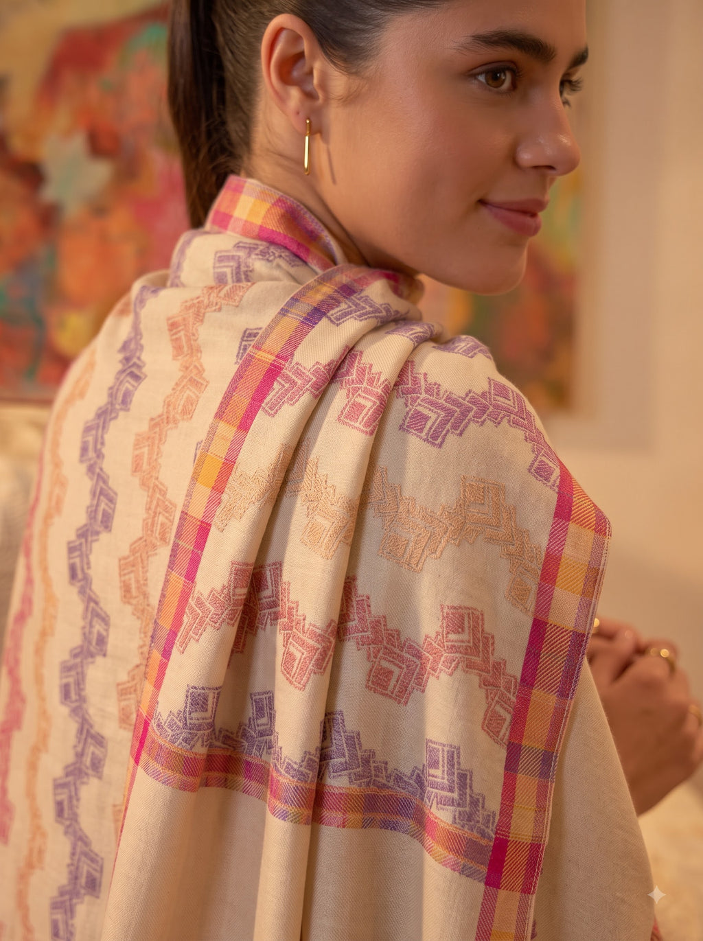 Melange Jacquard Viscose Stole
