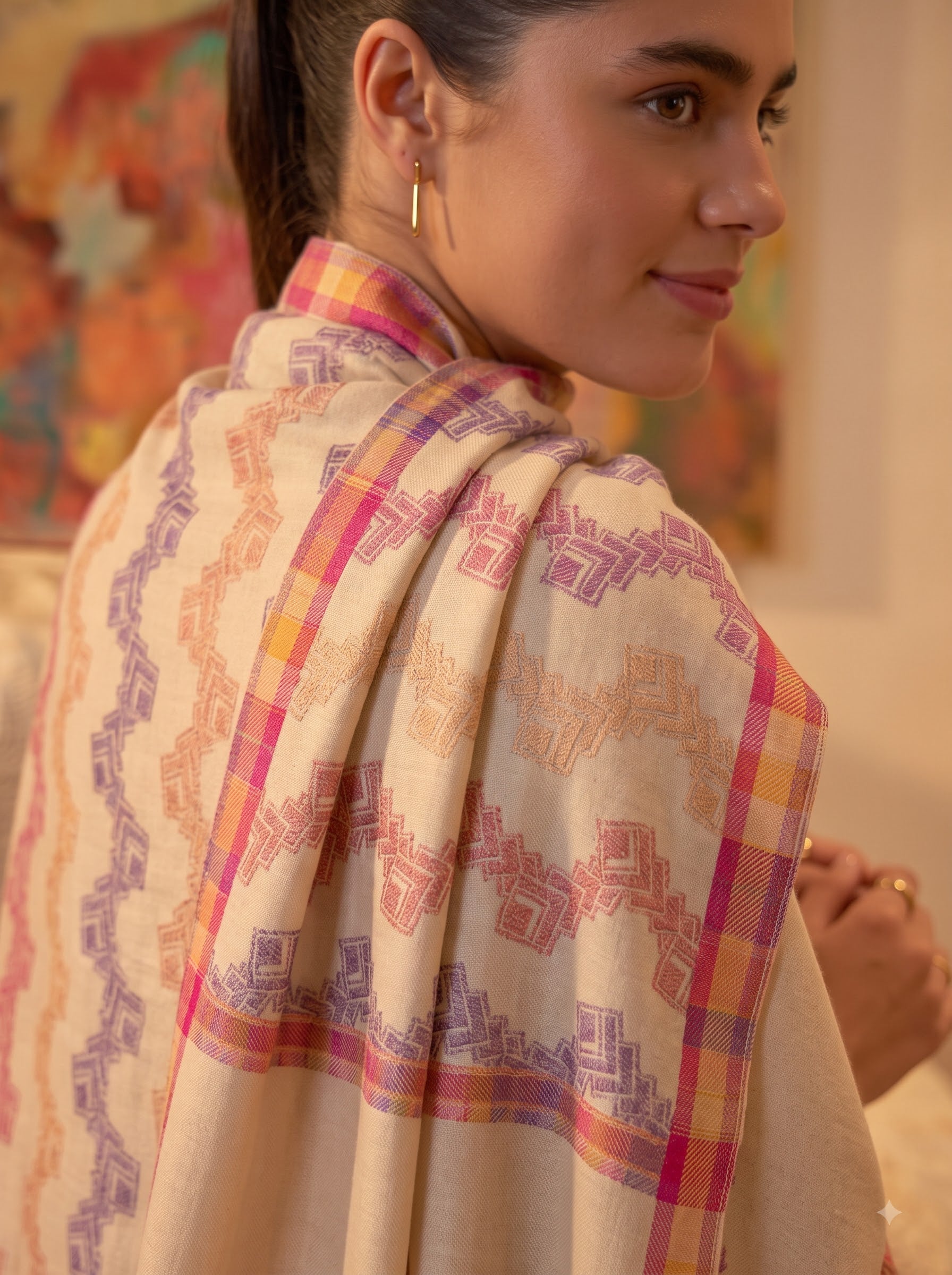 Melange Jacquard Viscose Stole