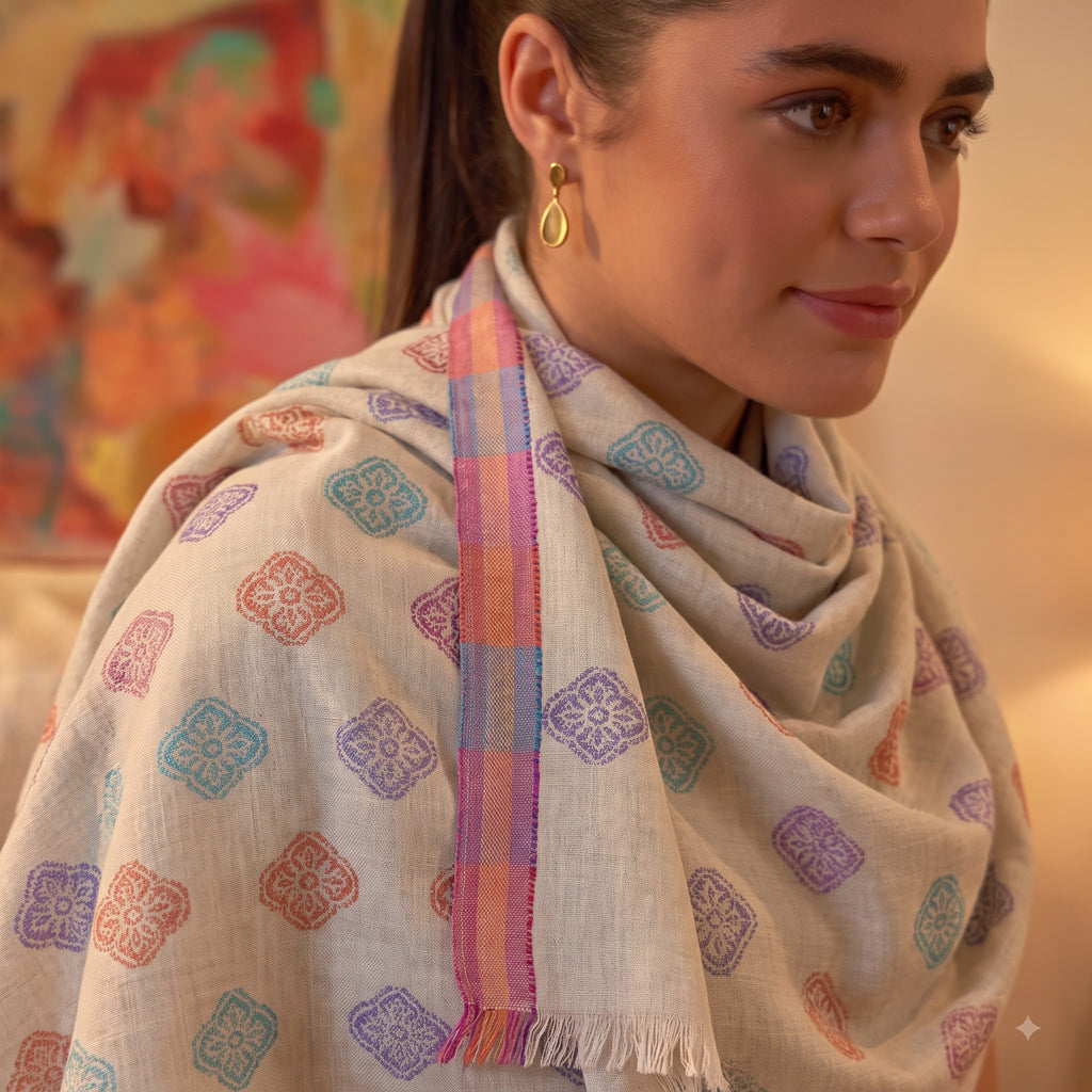 Melange Jacquard Viscose Stole