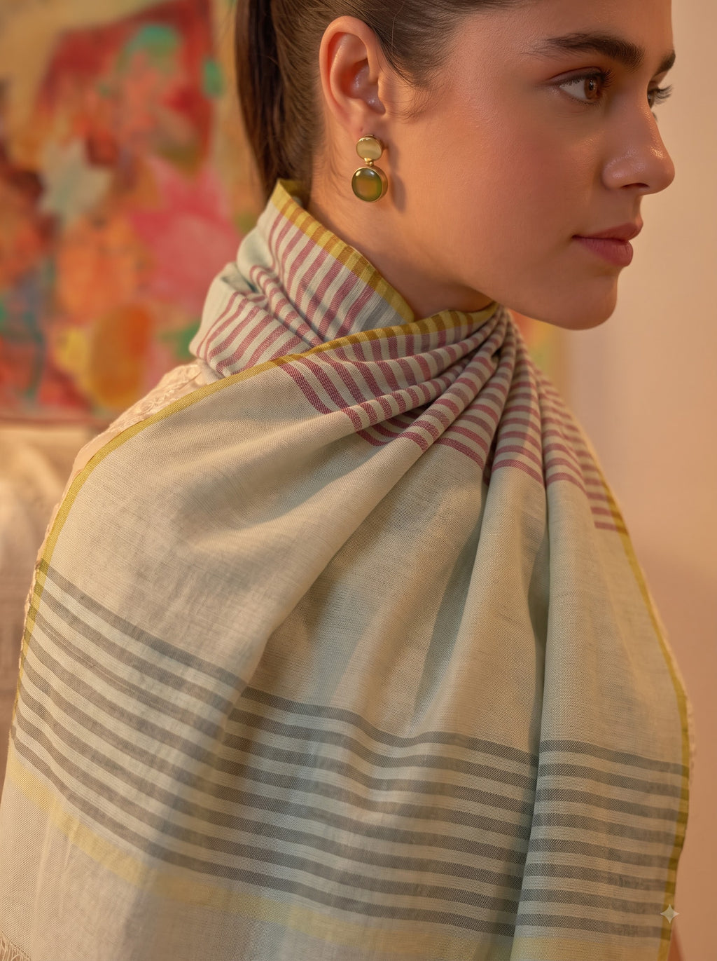 Melange Jacquard Viscose Stole