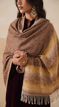Paisley Chevron Pattern Polyester Stole with Tassels